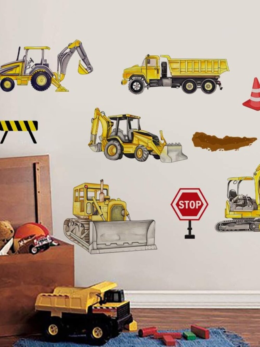 Construction Vehicles Wall Decals Trucks Tractor Transportation Wall Stickers Ki